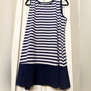 Navy and White Striped Sleeveless Tunic Dress